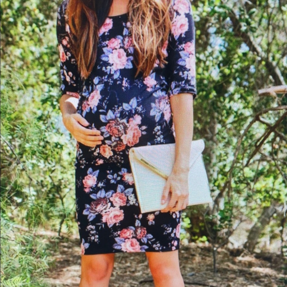 Pink Blush maternity- blue floral dress